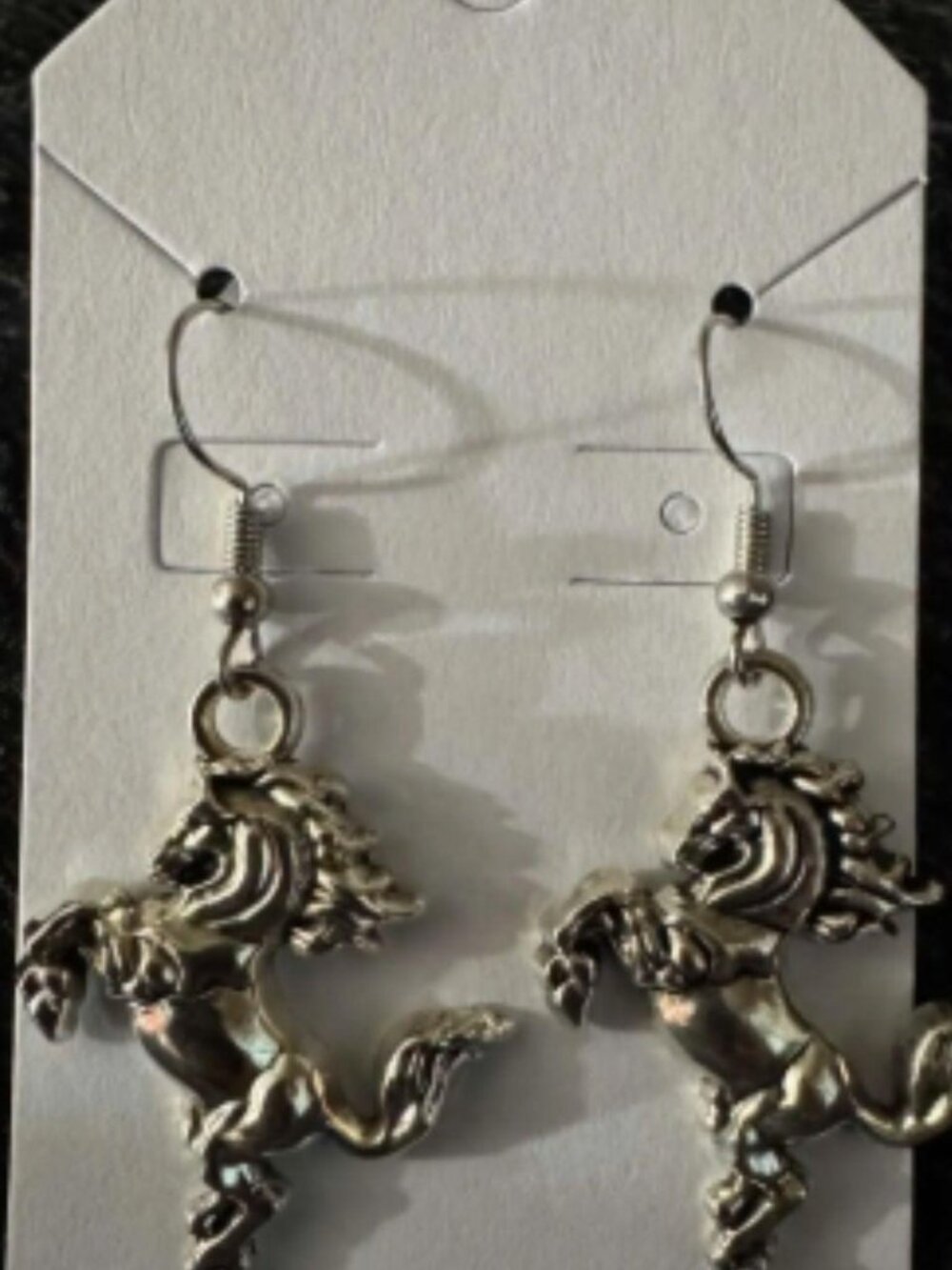 handmade rearing horse dangle earrings